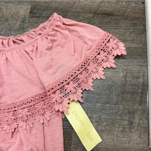 Women’s Pink / Mauve / Blush / Rose Peasant Off The Shoulder Top - Size Medium - Picture 3 of 15